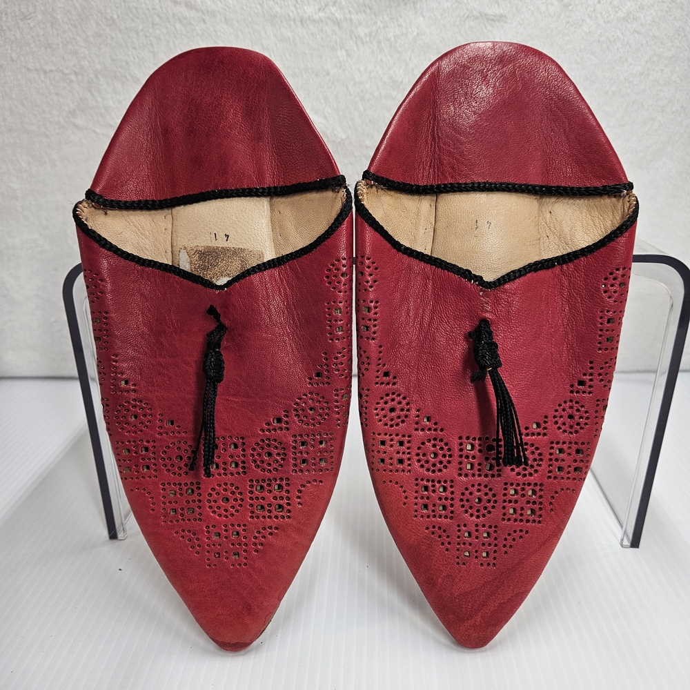 Red Women's Moccasin Slip-Ons with Tassel Detail